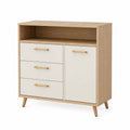 Kommode mit Holzrahmen und MDF-Fronten Eiche/Weiß 80x40x100cm