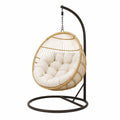 Hängesessel Rattan mit Stahlgestell und Polyesterpolster Beige