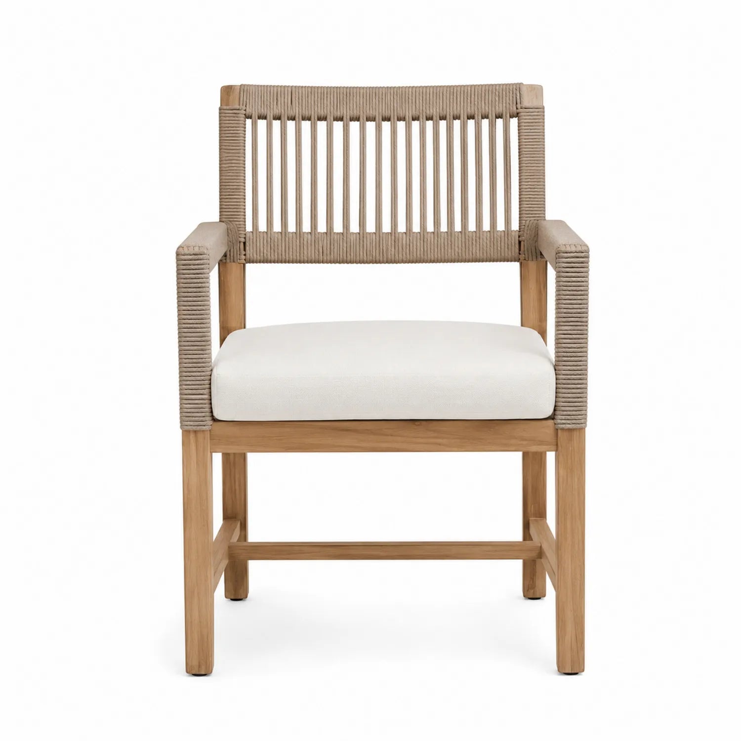 Stuhl Teakholz mit Polypropylenseil und Polyester-Sitzfläche Weiß