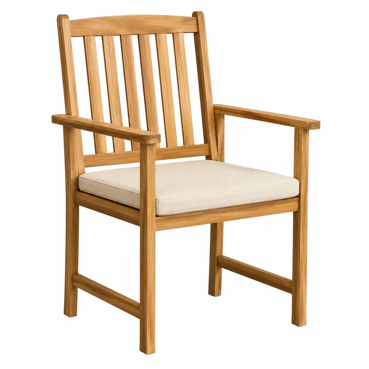 Teakholzstuhl mit Beige Kissen