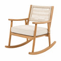 Schaukelstuhl aus Eiche mit Polyesterseil Beige 80 x 65 x 90 cm