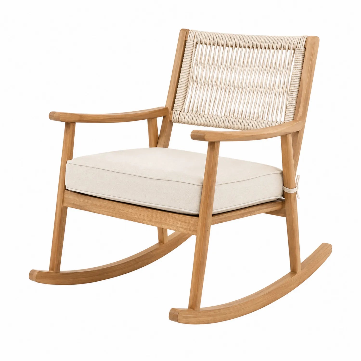 Schaukelstuhl aus Eiche mit Polyesterseil Beige 80 x 65 x 90 cm