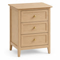 Nachttisch aus Eichenfurnier mit 3 Schubladen, Beige