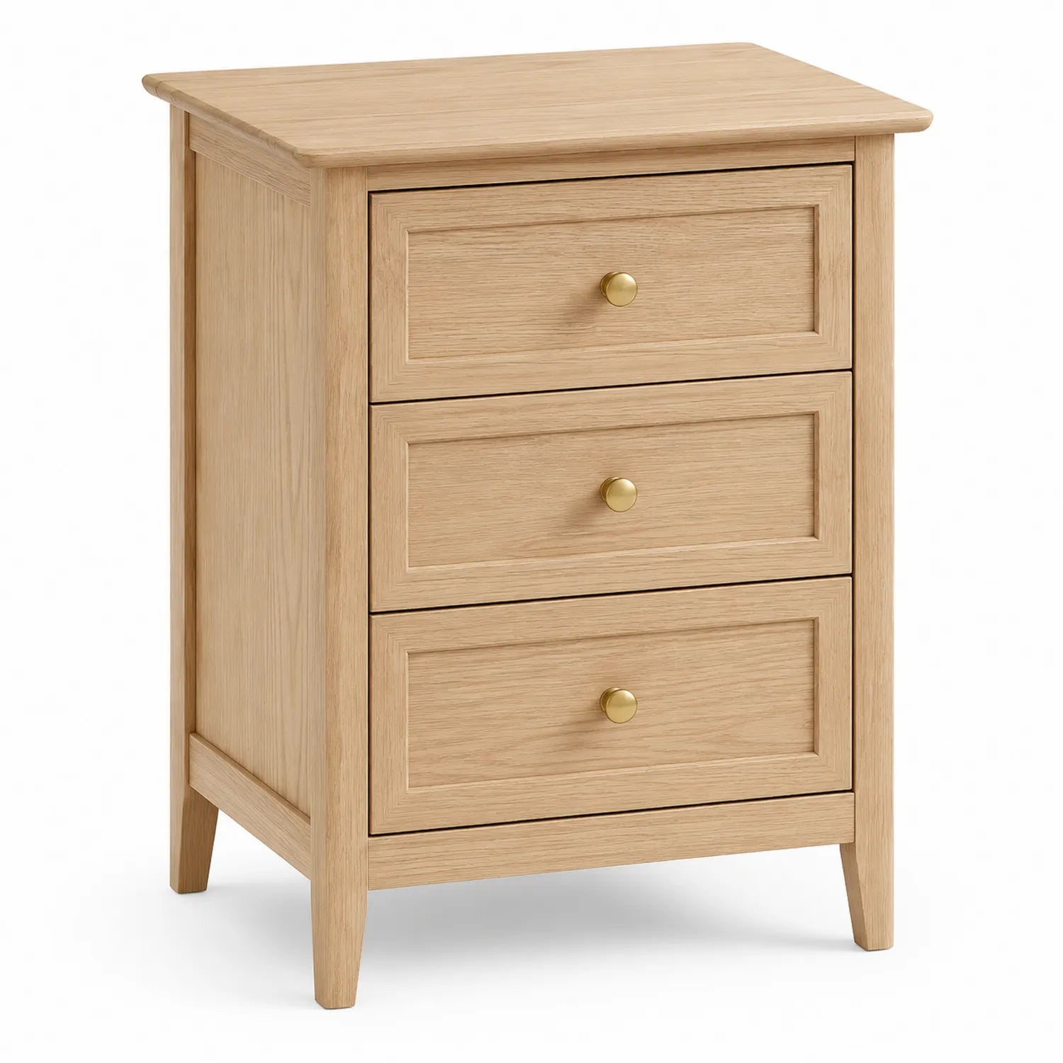 Nachttisch aus Eichenfurnier mit 3 Schubladen, Beige