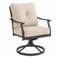 Drehbarer Gartenstuhl aus Metall mit Stoffkissen Beige