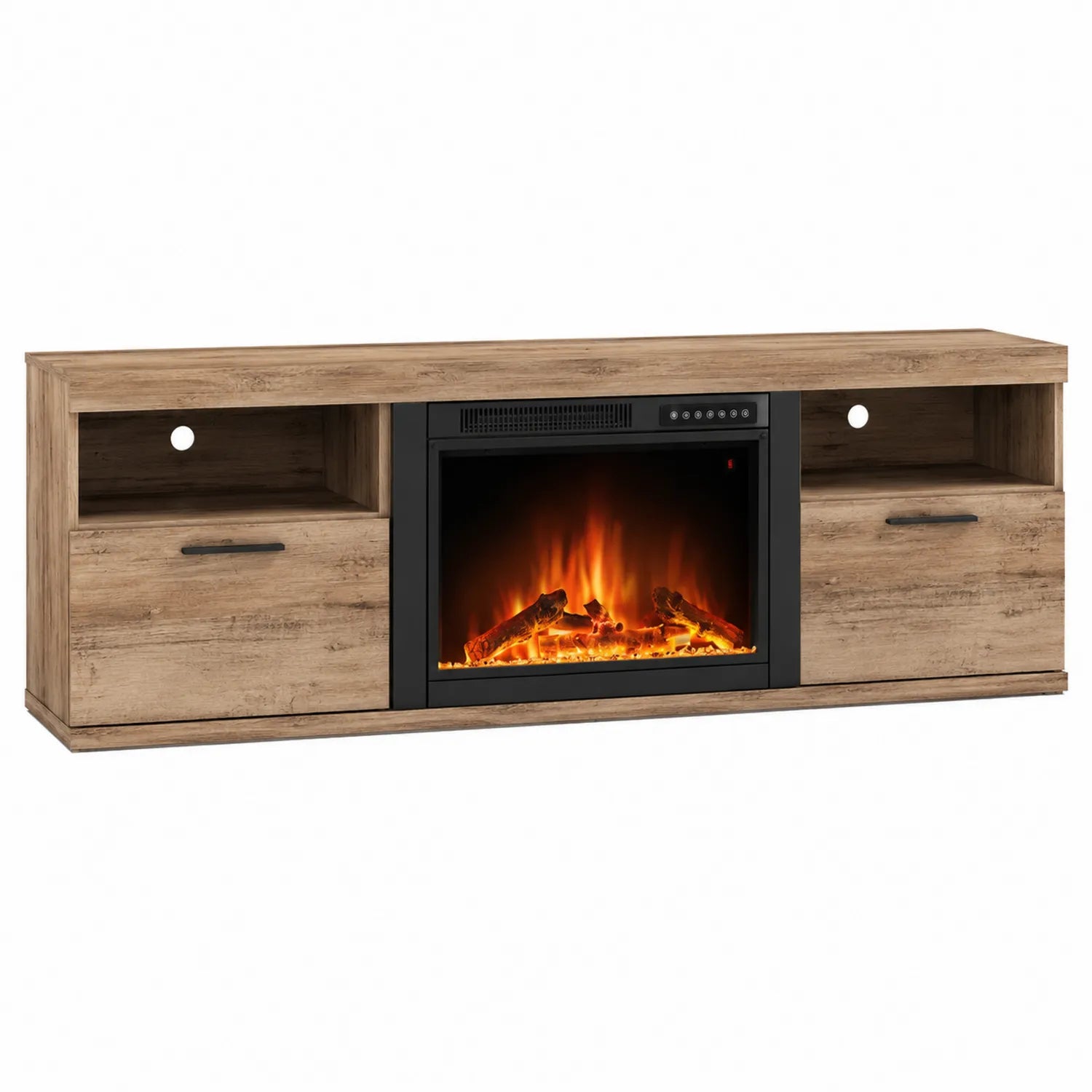 TV-Schrank mit elektrischem Kamin aus Holzfurnier