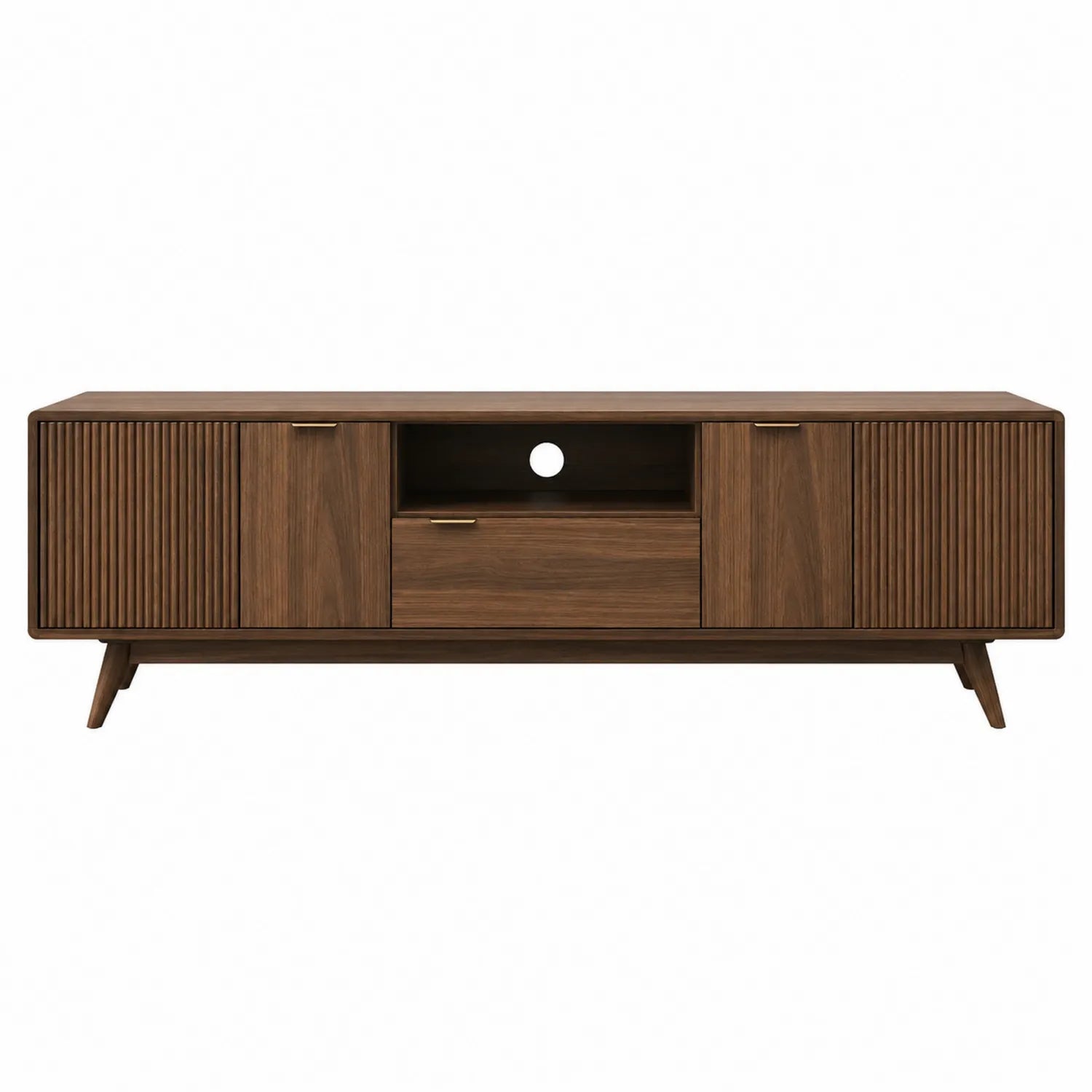 TV-Schrank aus Walnussholz mit Metallgriffen Braun 180 cm