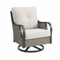 Drehbarer Gartenstuhl aus Aluminium und Polyrattan Grau Beige