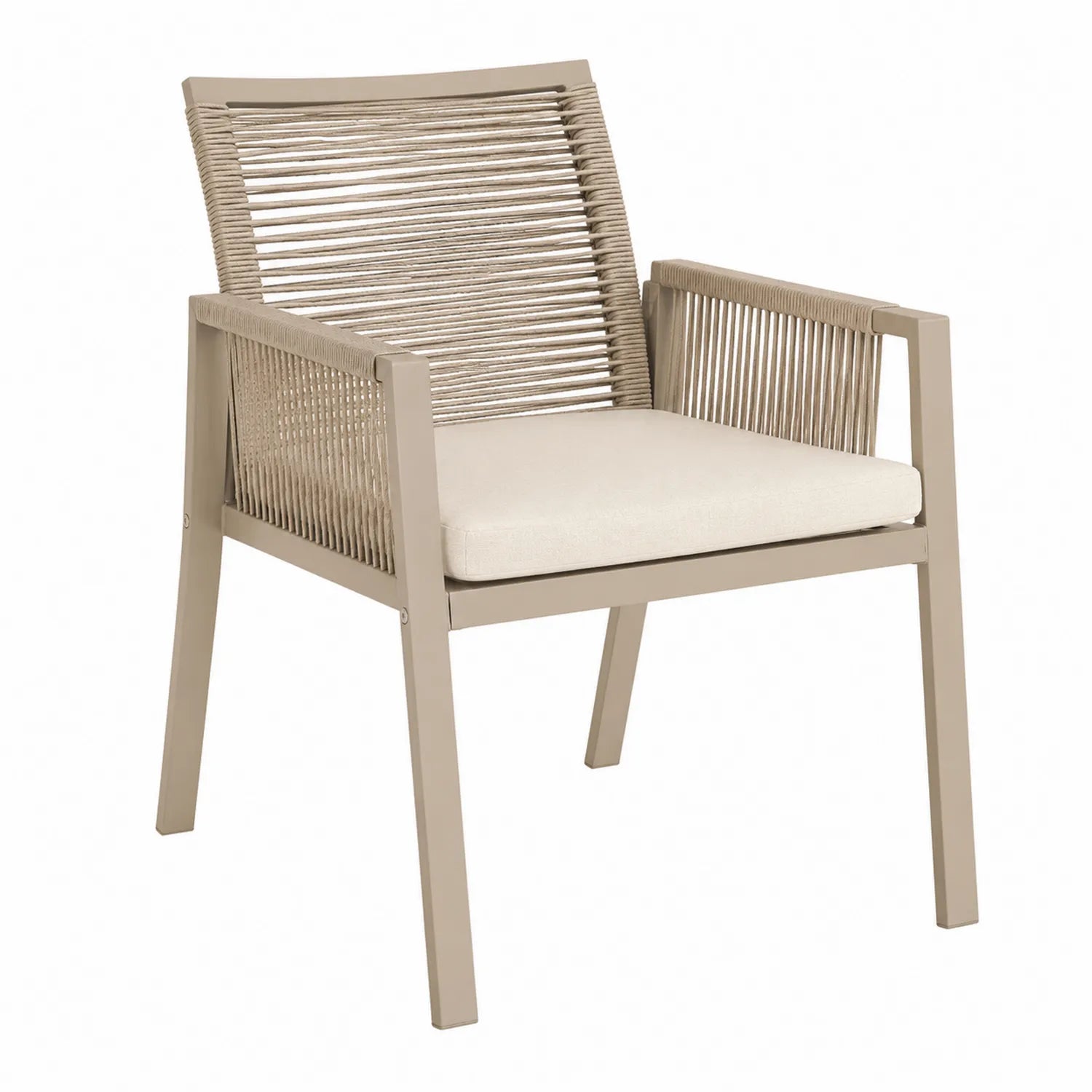 Gartenstuhl Aluminium Taupe mit Polyesterseil und Kissen